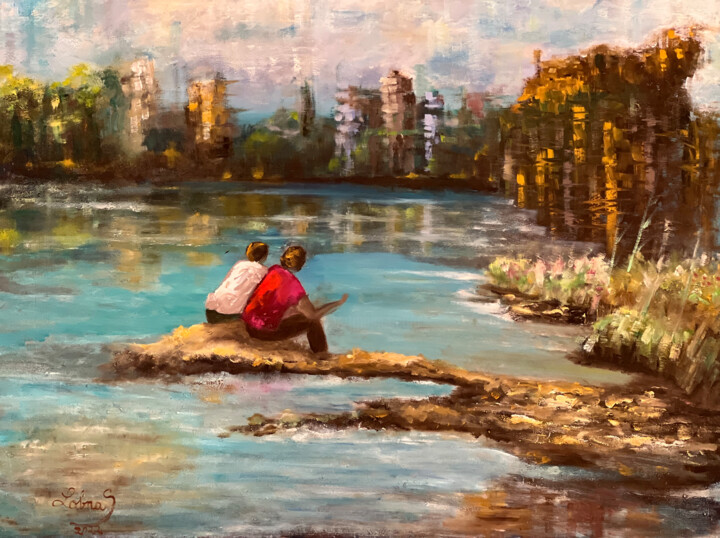 Painting titled "Harmony" by Lobna Sadek, Original Artwork, Oil