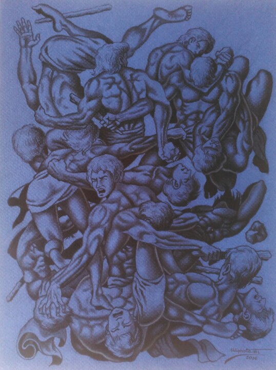 Painting titled "LE COMBAT SPIRITUEL…" by Odiphate Badila, Original Artwork, Pastel