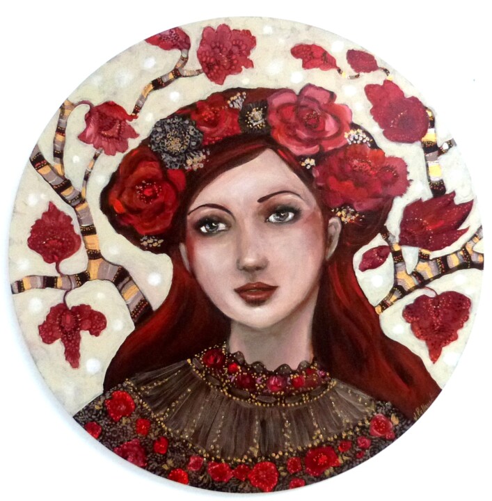 Painting titled "Victoria" by Loetitia Pillault, Original Artwork, Acrylic Mounted on Wood Stretcher frame