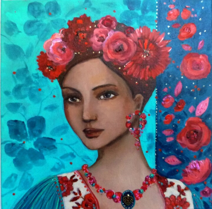 Painting titled "Viendra t'il ?" by Loetitia Pillault, Original Artwork, Acrylic Mounted on Wood Stretcher frame