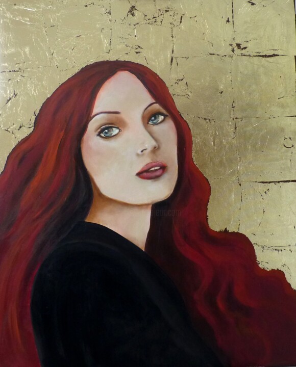 Schilderij getiteld "Roxanne" door Loetitia Pillault, Origineel Kunstwerk, Olie