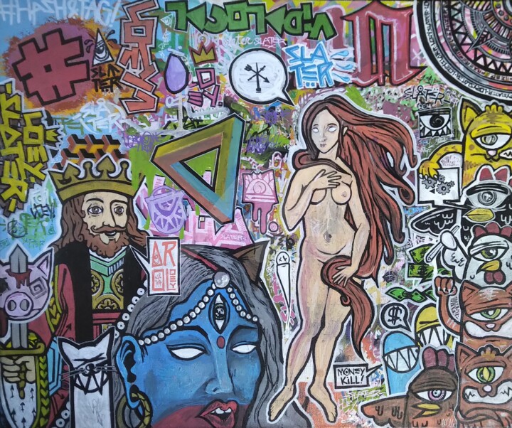 Peinture intitulée "#HASH&TAG" par Loeyslater, Œuvre d'art originale,