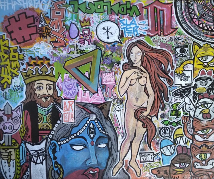 Peinture intitulée "#HASH&TAG" par Loeyslater, Œuvre d'art originale