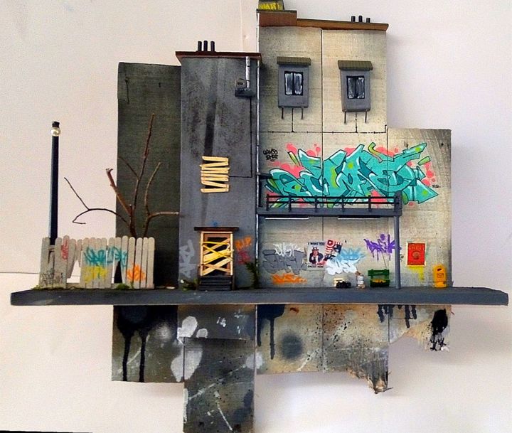 Collages titled "Street vandal." by Yanle, Original Artwork, Acrylic