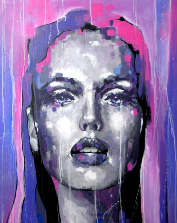 Painting titled "POP SADNESS" by Krzysiek Logiński, Original Artwork, Acrylic