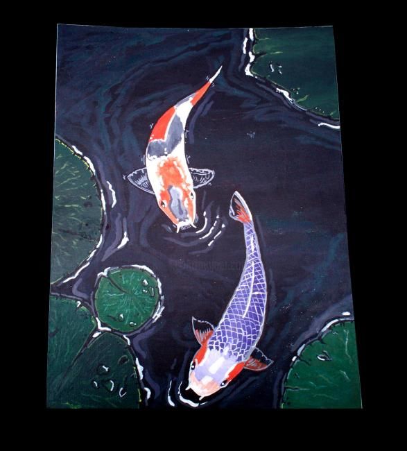 Painting titled "Koi" by Canvas On Life, Original Artwork