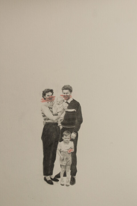 Drawing titled "Modern Family 7" by Loïc Desroeux, Original Artwork, Pencil