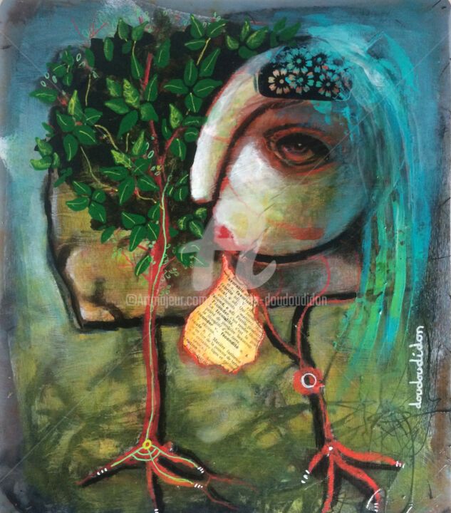Картина под названием "Le jardin de Darwin" - Loic Tarin (Doudoudidon), Подлинное произведение искусства, Акрил