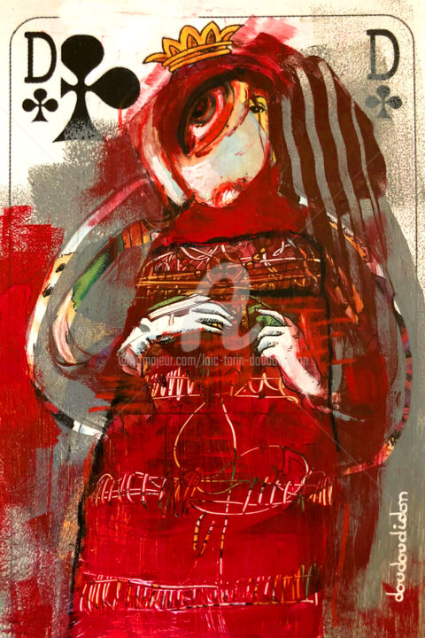 Pittura intitolato "Dame de trèfle poin…" da Loic Tarin (Doudoudidon), Opera d'arte originale, Acrilico