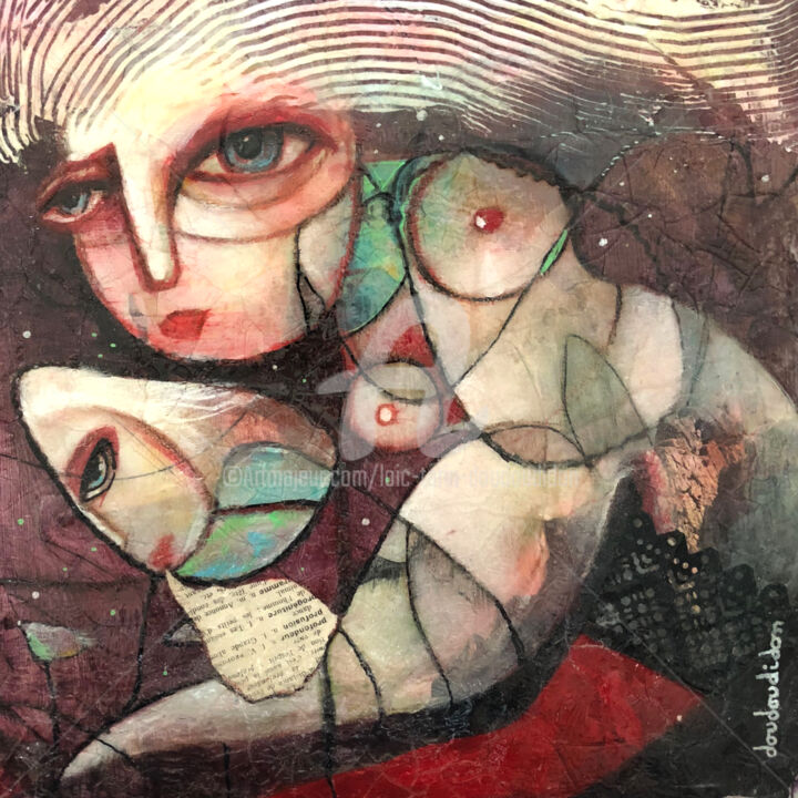 Malerei mit dem Titel "Reflet-profond 25 X…" von Loic Tarin (Doudoudidon), Original-Kunstwerk, Acryl