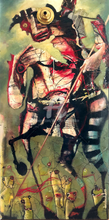 Peinture intitulée "Retour du gardien -…" par Loic Tarin (Doudoudidon), Œuvre d'art originale, Acrylique