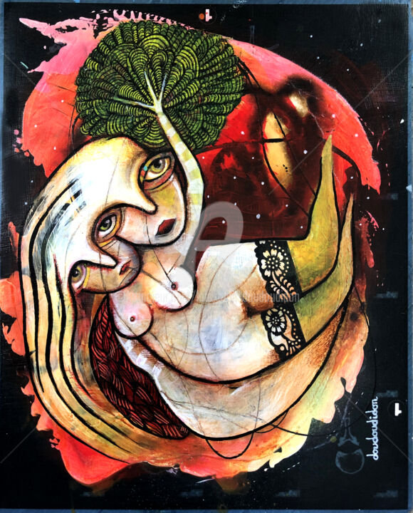 Malarstwo zatytułowany „Fibonacci dream” autorstwa Loic Tarin (Doudoudidon), Oryginalna praca, Akryl