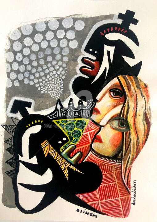 Картина под названием "Collaboration doudo…" - Loic Tarin (Doudoudidon), Подлинное произведение искусства, Акрил