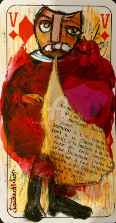 Peinture intitulée "Jeu 1-valet carreau" par Loic Tarin (Doudoudidon), Œuvre d'art originale