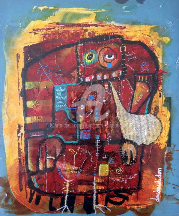 Peinture intitulée "Robo rouge" par Loic Tarin (Doudoudidon), Œuvre d'art originale, Acrylique