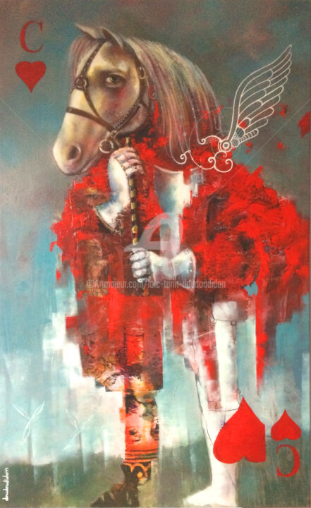 Painting titled "cavalier-cheval-de-…" by Loic Tarin (Doudoudidon), Original Artwork, Acrylic