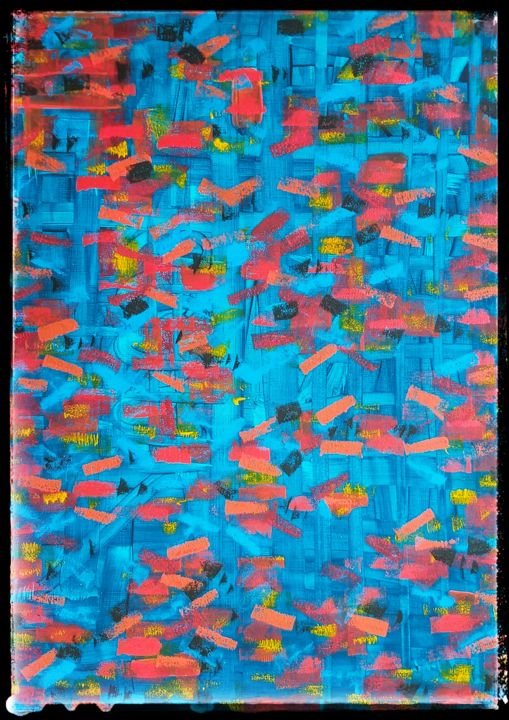 Painting titled "Frites et Aquagym" by Loic Larguier, Original Artwork, Acrylic