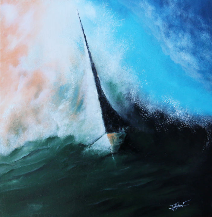 Peinture intitulée "tempête" par Loic Thepaut, Œuvre d'art originale, Huile