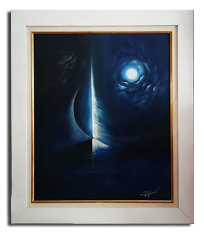 绘画 标题为“sous la lune” 由Loic Thepaut, 原创艺术品, 油