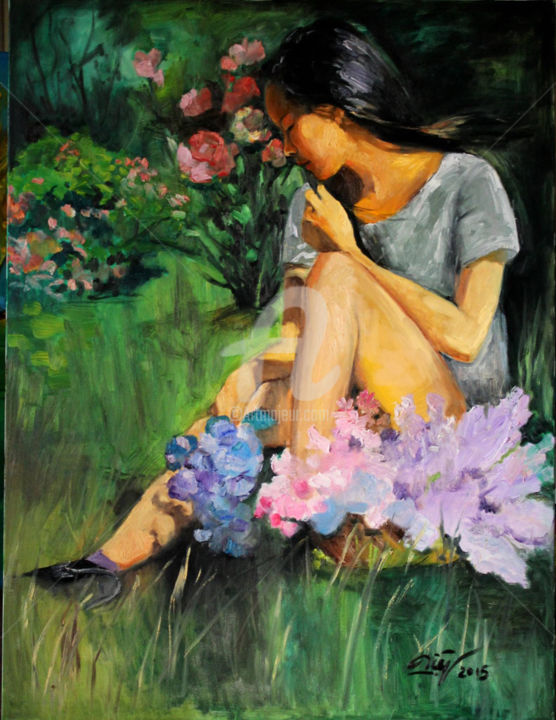 Painting titled "Daydreamer" by Loi Hong Diep, Original Art, Oil