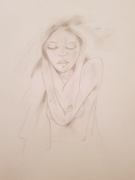 Drawing titled "Femme" by Lola Lea, Original Artwork, Pencil