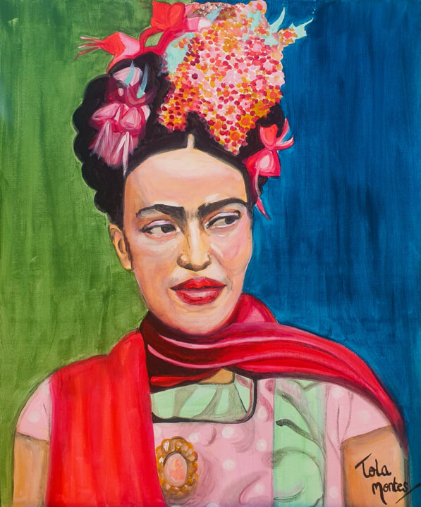 Peinture intitulée "Frida" par Lola Montes, Œuvre d'art originale, Acrylique Monté sur Châssis en bois