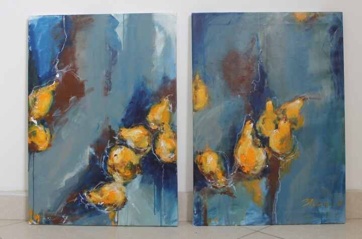 Painting titled "Juicy pears" by Lola Umarova, Original Artwork, Acrylic