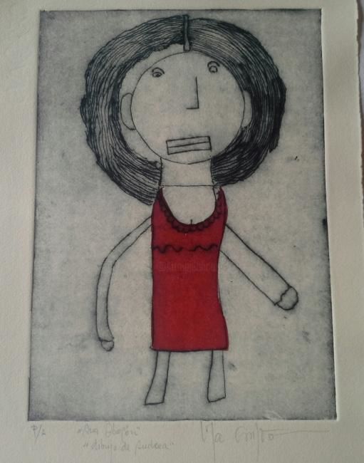 Printmaking titled "Dibujo de Andrea..(…" by Lola Cordero, Original Artwork, Engraving