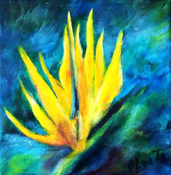 Картина под названием "-Flower dreams" - Olga Tsyhypko, Подлинное произведение искусства, Акрил Установлен на Подрамник
