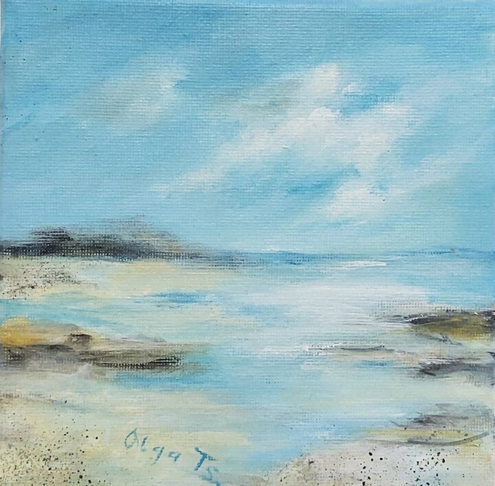 Painting titled "Light Blue Coastal…" by Olga Tsyhypko, Original Artwork, Acrylic