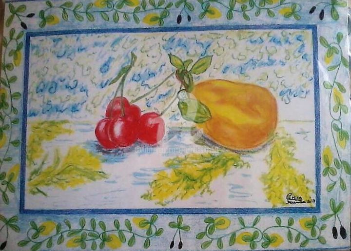 Painting titled "Impression Fruits g…" by Lola Design59, Original Artwork, Pastel
