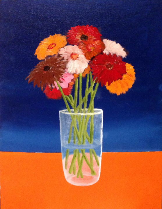 Painting titled "flowers-4-color-har…" by Alex Titenkov, Original Artwork, Oil