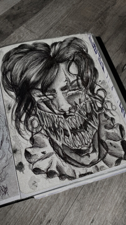 Disegno intitolato "Clowpasnet" da Loliflex, Opera d'arte originale, Biro