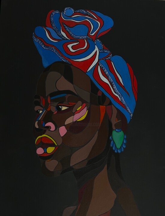 Картина под названием "African girl" - Лолита Иванова, Подлинное произведение искусства, Акрил