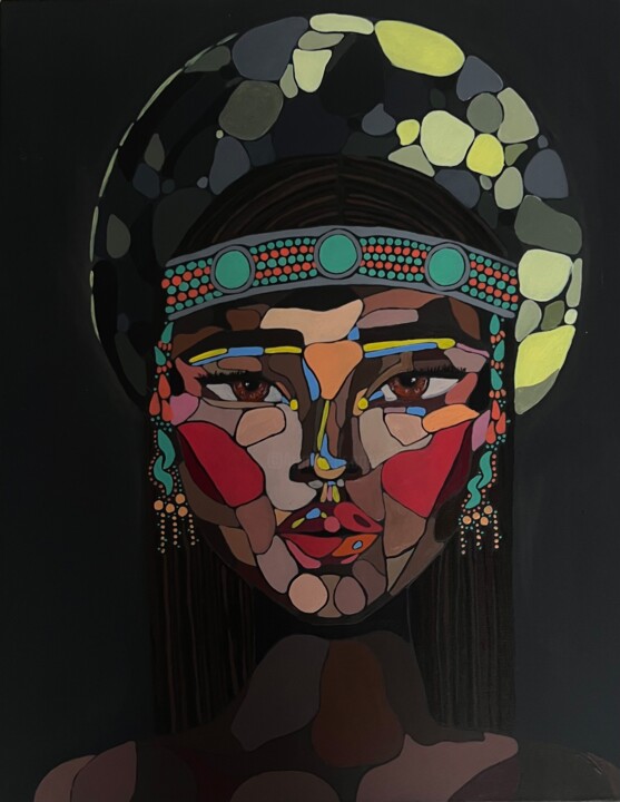 Картина под названием "Mongolian girl" - Лолита Иванова, Подлинное произведение искусства, Акрил