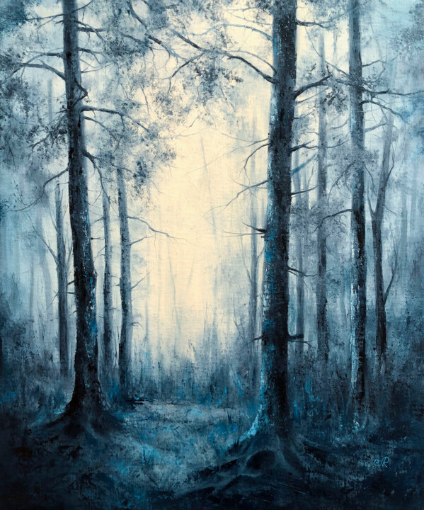 Painting titled "Forest Oil Mystical…" by Lolita Ros, Original Artwork, Oil