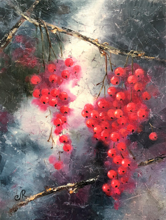 Painting titled "Berries Painting Fr…" by Lolita Ros, Original Artwork, Oil