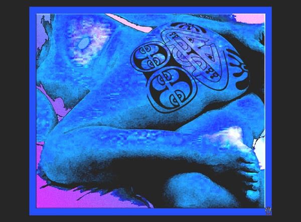 Digitale Kunst mit dem Titel "Taboo tatoo" von Lolita Bayla, Original-Kunstwerk, Digitale Malerei