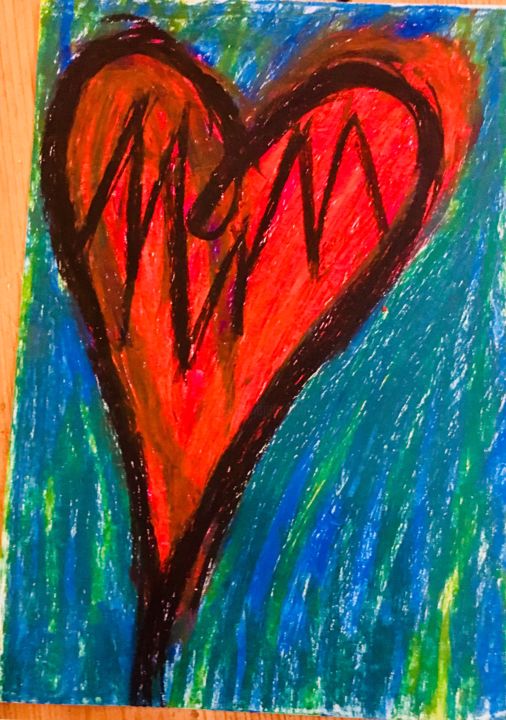 Malerei mit dem Titel "Love" von Free Man, Original-Kunstwerk, Pastell