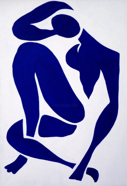 Peinture intitulée "Nu bleu n°1" par Lolo Painter, Œuvre d'art originale