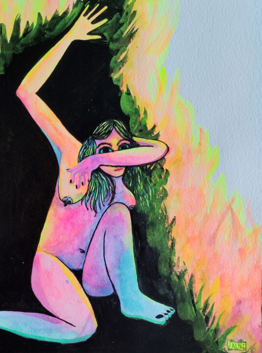 图画 标题为“Burning” 由Laure Maniere, 原创艺术品, 墨