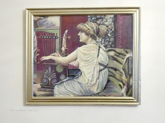 Painting titled "woman with lyra" by Vranceanu Aurelian, Original Artwork