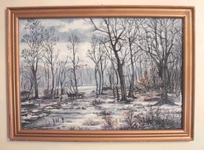 Painting titled "After first snow" by Vranceanu Aurelian, Original Artwork, Oil