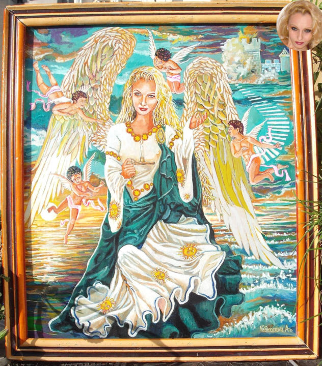 Schilderij getiteld "My Angel Jophiel" door Vranceanu Aurelian, Origineel Kunstwerk, Olie