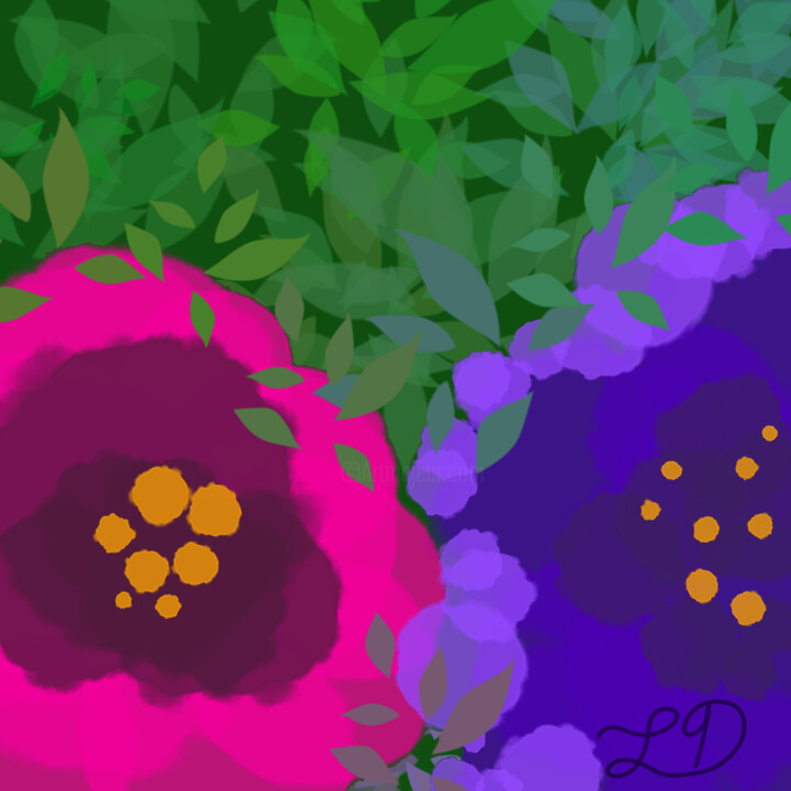 Digital Arts titled "Flowers in garden" by Lony Dark, Original Artwork, 2D Digital Work