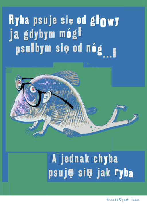 Grafika cyfrowa / sztuka generowana cyfrowo zatytułowany „Ryba psuje się od g…” autorstwa Victor Gad, Oryginalna praca, 2D p…