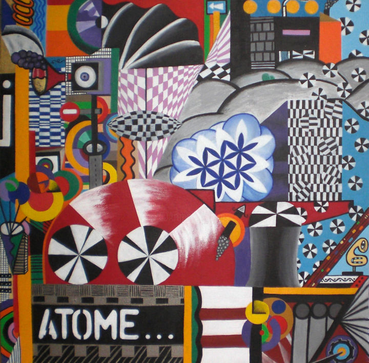 Peinture intitulée "Atome" par Helene, Œuvre d'art originale