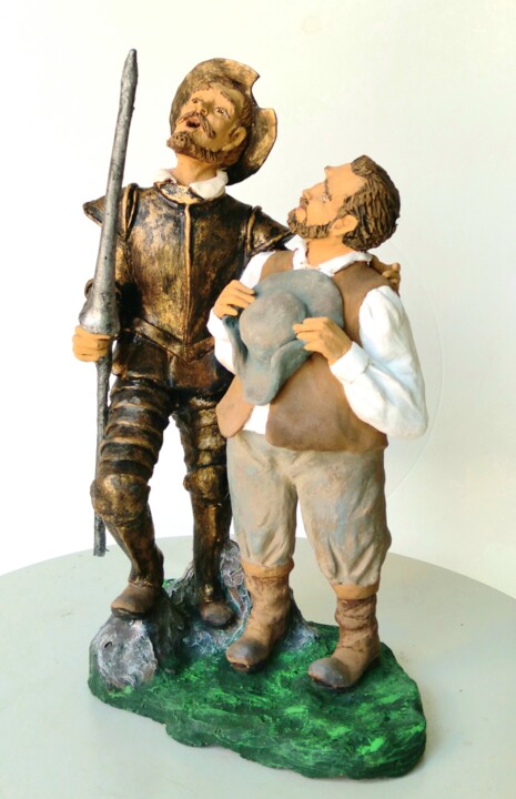 Skulptur mit dem Titel "Dom Quixote e Sanch…" von Arley Lopes, Original-Kunstwerk, Keramik