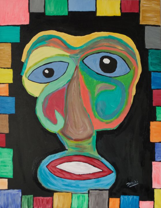 Painting titled "Why are you looking…" by Mounir Jablili, Original Artwork, Acrylic