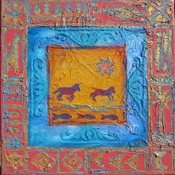 Peinture intitulée "paradis des zèbres" par Bernadette Lopicki, Œuvre d'art originale,